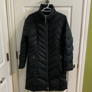 Cole Haan Down Jacket Long Black Winter Coat Women’s Size Medium Zip Up Puffer